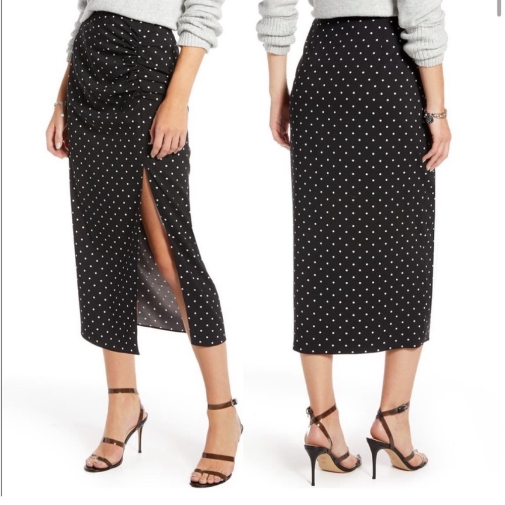 Something Navy Rouched Slip Midi Skirt